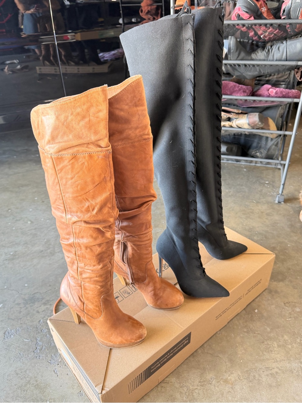 Jessica Simpson Black & Tan Over-The-Knee Boots Duo